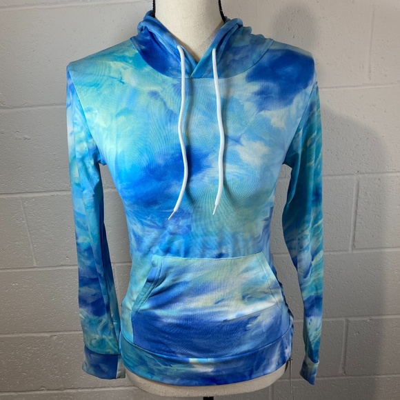 Tie Dye Blue Hoodie LARGE/XL NWT - Picture 1 of 13